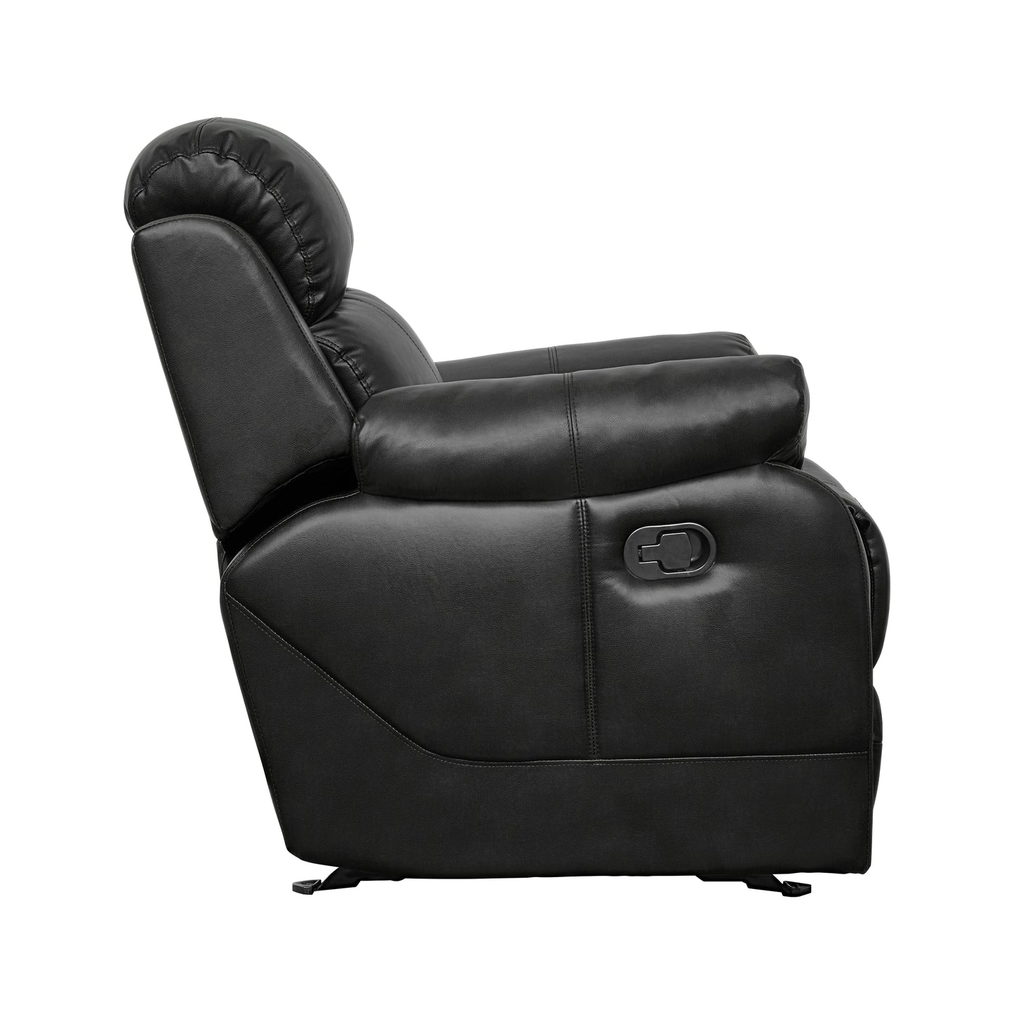 Homelegance Marille Glider Recliner Chair in Black Faux Leather 9724BLK-1