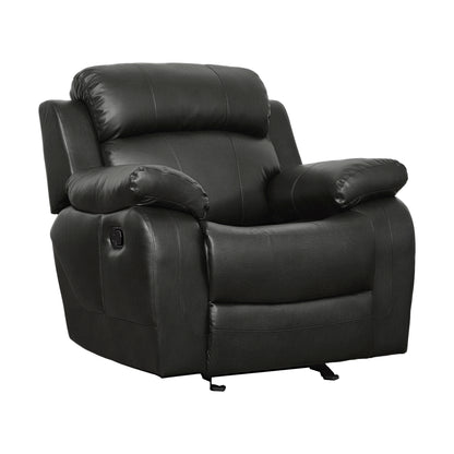 Homelegance Marille Glider Recliner Chair in Black Faux Leather 9724BLK-1
