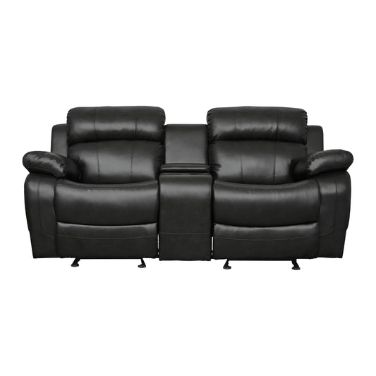 Homelegance Marille Loveseat Glider Reclining in Black 9724BLK-2