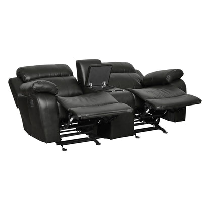 Homelegance Marille Loveseat Glider Reclining in Black 9724BLK-2