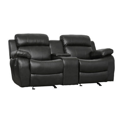 Homelegance Marille Loveseat Glider Reclining in Black 9724BLK-2