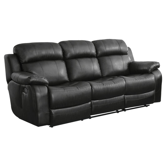 Homelegance Marille Black Faux Leather Double Reclining Sectional Sofa 9724BLK-3
