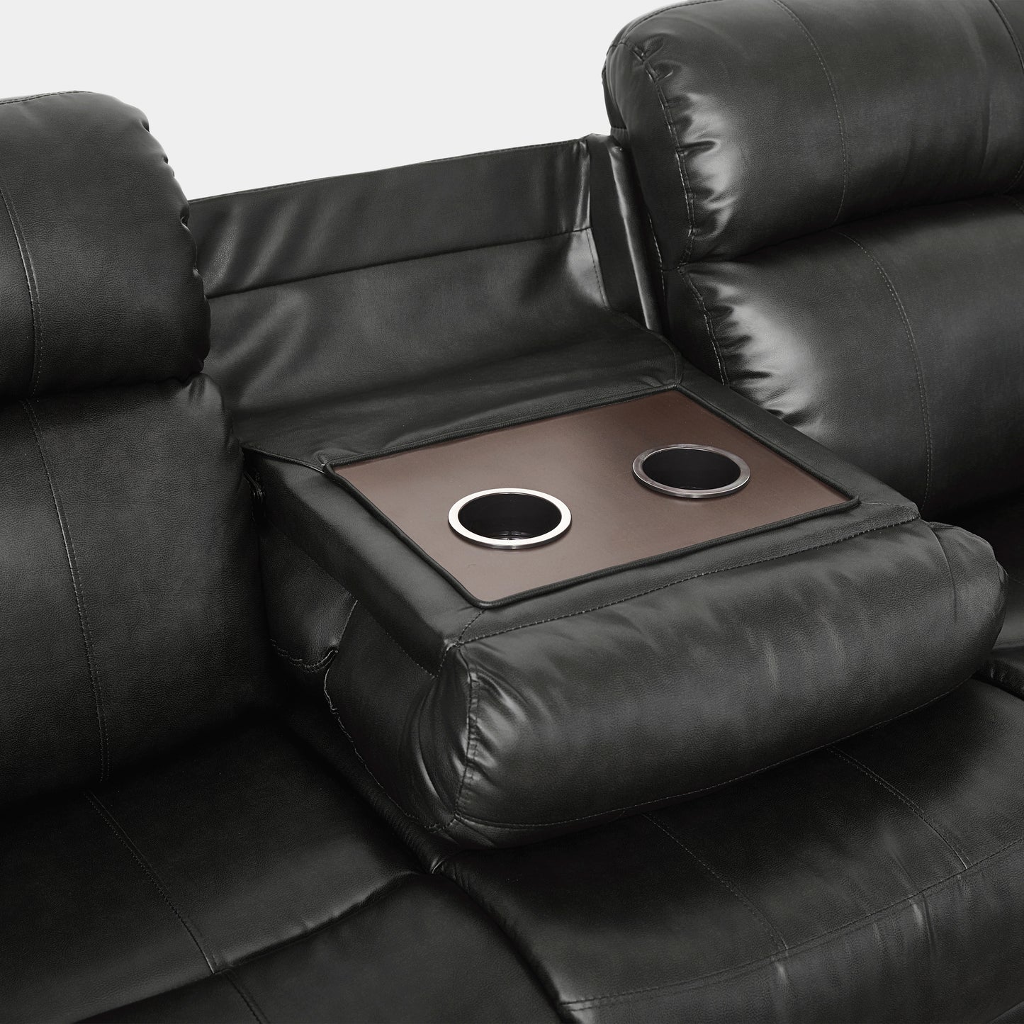 Homelegance Marille Black Faux Leather Double Reclining Sectional Sofa 9724BLK-3