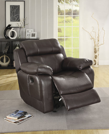 Homelegance Marille Glider Recliner Chair in Brown Faux Leather 9724BRW-1