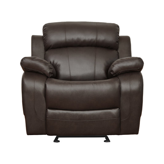 Homelegance Marille Glider Recliner Chair in Brown Faux Leather 9724BRW-1