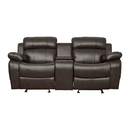 Homelegance Marille Glider Reclining in Brown Faux Leather 9724BRW-2