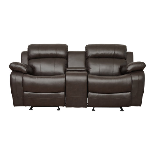 Homelegance Marille Glider Reclining in Brown Faux Leather 9724BRW-2