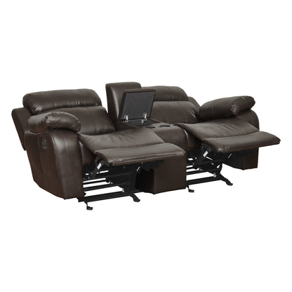 Homelegance Marille Glider Reclining in Brown Faux Leather 9724BRW-2