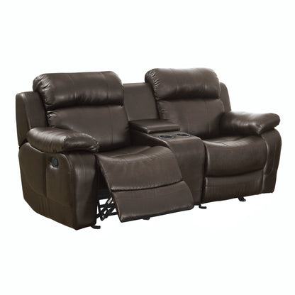 Homelegance Marille Glider Reclining in Brown Faux Leather 9724BRW-2