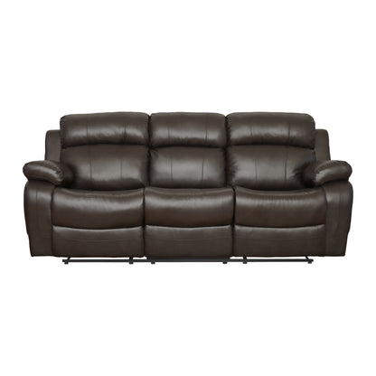 Homelegance Marille Dark Brown Faux Leather Double Reclining Sofa 9724BRW-3