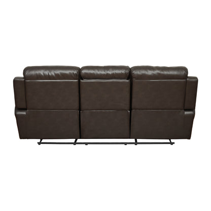 Homelegance Marille Dark Brown Faux Leather Double Reclining Sofa 9724BRW-3