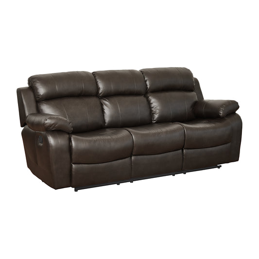 Homelegance Marille Dark Brown Faux Leather Double Reclining Sofa 9724BRW-3