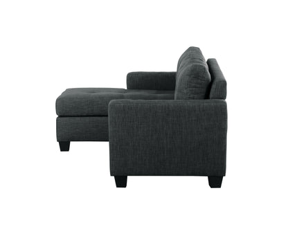 Homelegance Phelps Dark Gray Reversible Sectional Sofa with Tufted Details 9789DG-3LC