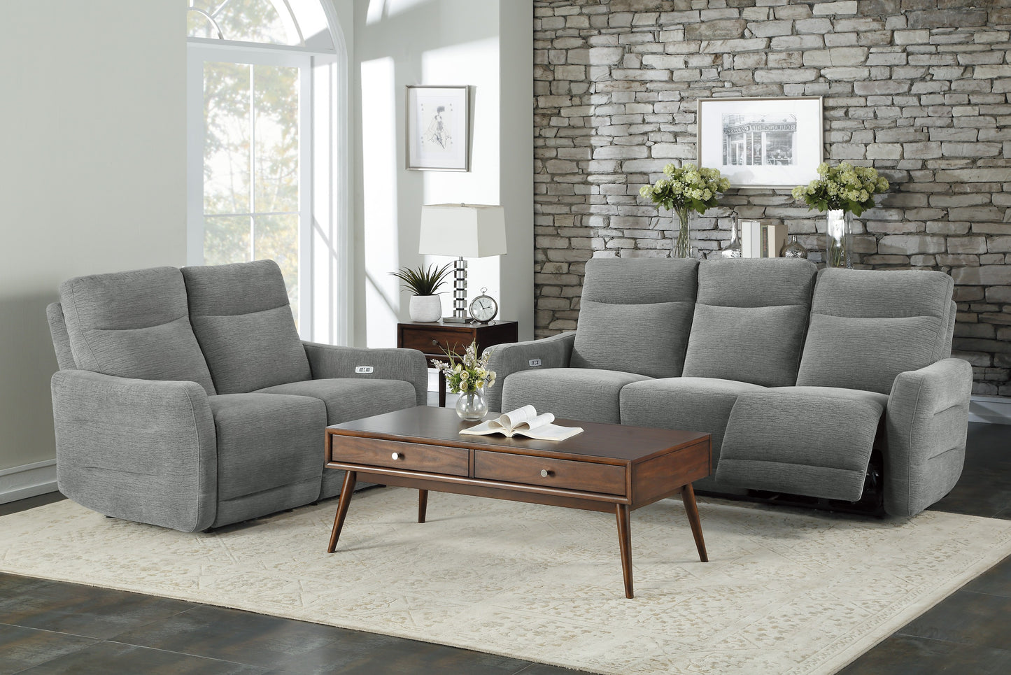 Homelegance Edition Loveseat Power Reclining Dove Gray 9804DV-2PWH