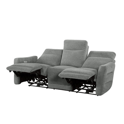 Homelegance Edition Sectional Sofa Dove Gray Chenille Power Recline 9804DV-3PWH