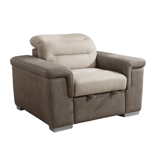 Homelegance Alfio Accent Chair with Pull-out Ottoman in 2-tone Beige and Taupe 9808-1