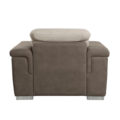 Homelegance Alfio Accent Chair with Pull-out Ottoman in 2-tone Beige and Taupe 9808-1