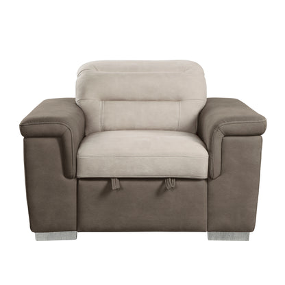 Homelegance Alfio Accent Chair with Pull-out Ottoman in 2-tone Beige and Taupe 9808-1