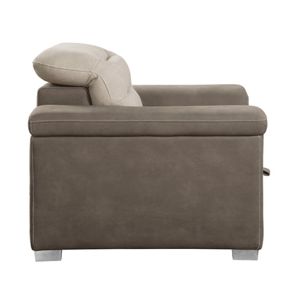 Homelegance Alfio Accent Chair with Pull-out Ottoman in 2-tone Beige and Taupe 9808-1