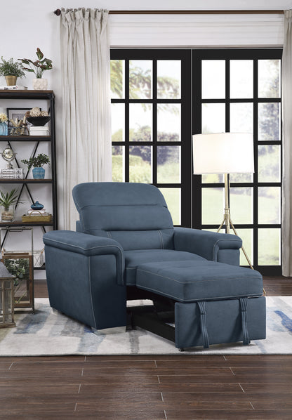 Homelegance Alfio Accent Chair with Pull-out Ottoman in Textured Blue Microfiber 9808BUE-1