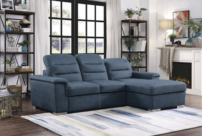 Homelegance Alfio Blue Textured Microfiber 2-Piece Sectional Sofa 9808BUE-SC