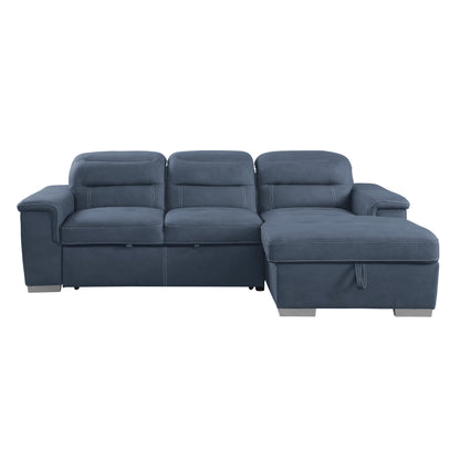 Homelegance Alfio Blue Textured Microfiber 2-Piece Sectional Sofa 9808BUE-SC