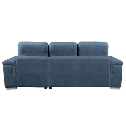 Homelegance Alfio Blue Textured Microfiber 2-Piece Sectional Sofa 9808BUE-SC