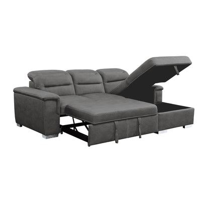 Homelegance Alfio Gray Textured Microfiber 2-Piece Sectional Sofa 9808SGY-SC