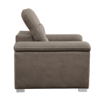 Homelegance Accent Chair with Pull-out Ottoman in Taupe Microfiber 9808STP-1