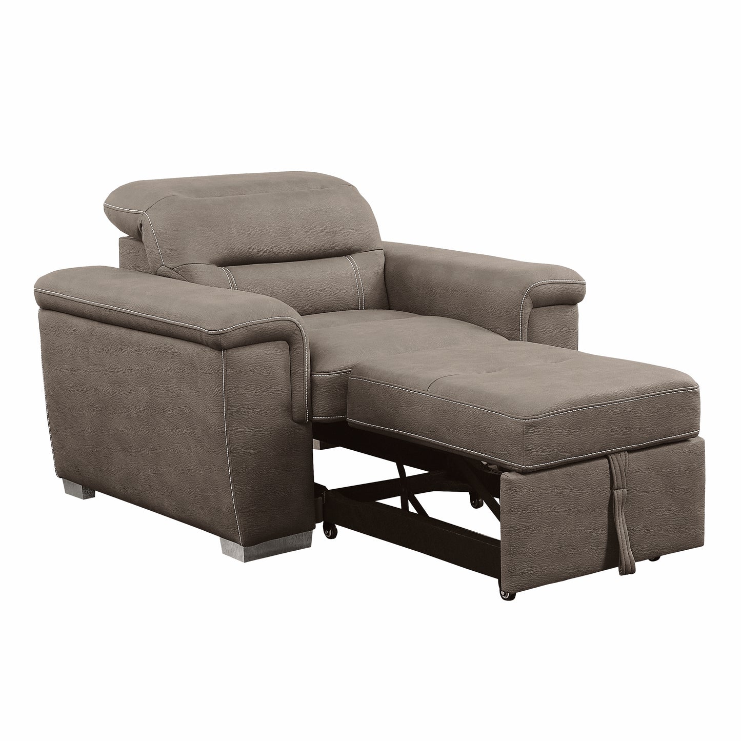 Homelegance Accent Chair with Pull-out Ottoman in Taupe Microfiber 9808STP-1