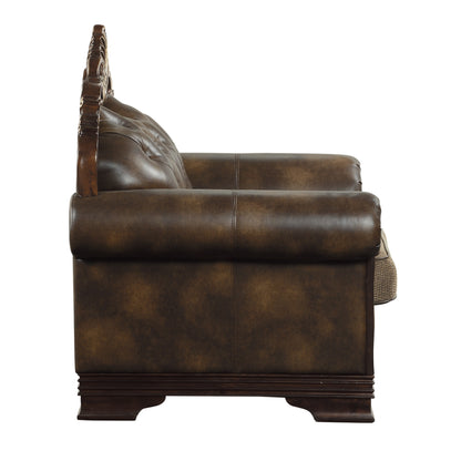Homelegance Croydon Accent Chair in Brown Faux Leather with Nailhead Trim 9815-1