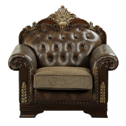 Homelegance Croydon Accent Chair in Brown Faux Leather with Nailhead Trim 9815-1