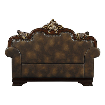 Homelegance Croydon Loveseat in Brown Faux Leather 9815-2