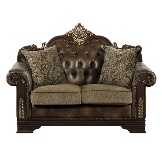 Homelegance Croydon Loveseat in Brown Faux Leather 9815-2