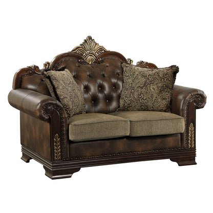 Homelegance Croydon Loveseat in Brown Faux Leather 9815-2