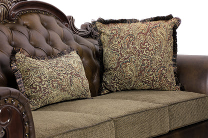 Homelegance Croydon Sofa in Brown Faux Leather with Button Tufting 9815-3