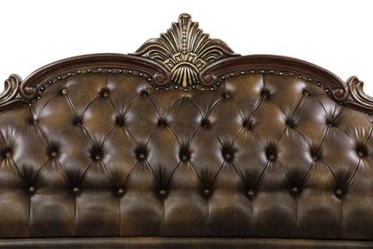 Homelegance Croydon Sofa in Brown Faux Leather with Button Tufting 9815-3