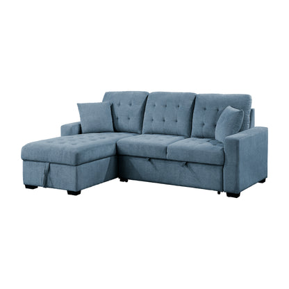 Homelegance Waitsfield Blue Textured 2-Piece Sectional Sofa with Pull-Out Bed 9816BU-2LCRL