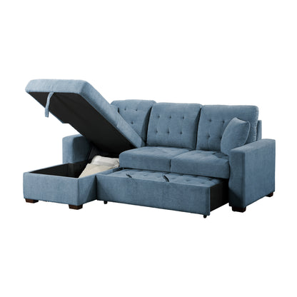 Homelegance Waitsfield Blue Textured 2-Piece Sectional Sofa with Pull-Out Bed 9816BU-2LCRL