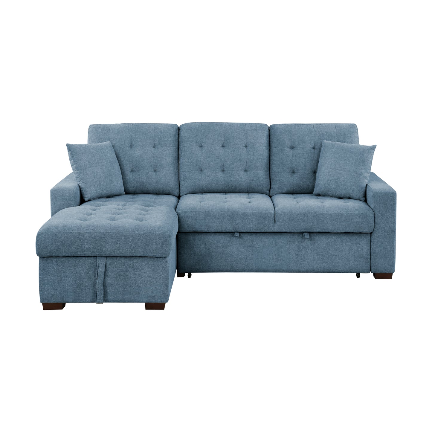 Homelegance Waitsfield Blue Textured 2-Piece Sectional Sofa with Pull-Out Bed 9816BU-2LCRL