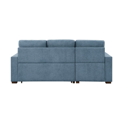 Homelegance Waitsfield Blue Textured 2-Piece Sectional Sofa with Pull-Out Bed 9816BU-2LCRL