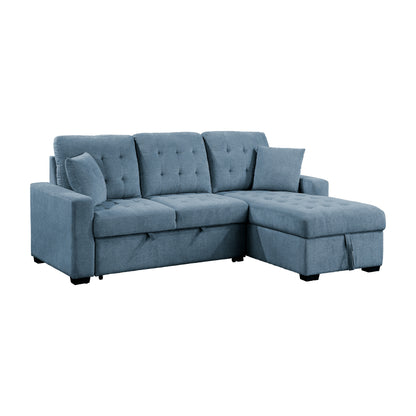 Homelegance Waitsfield Sectional Sofa Blue Textured Fabric with Pull-Out Bed 9816BU-2LLRC