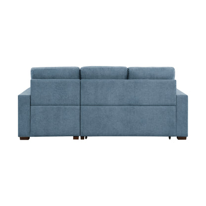Homelegance Waitsfield Sectional Sofa Blue Textured Fabric with Pull-Out Bed 9816BU-2LLRC