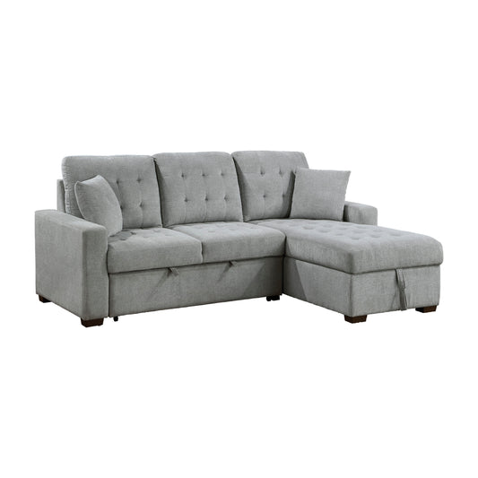 Homelegance Waitsfield Gray Textured Fabric Sectional Sofa with Pull-Out Bed 9816GY-SC
