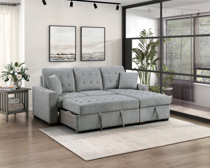 Homelegance Waitsfield Gray Textured Fabric Sectional Sofa with Pull-Out Bed 9816GY-SC