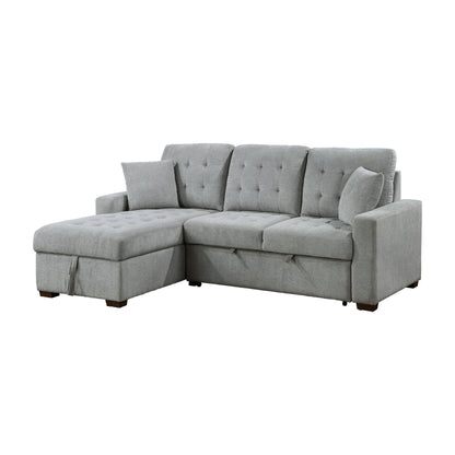 Homelegance Waitsfield Gray Textured 2-Piece Sectional Sofa with Pull-Out Bed 9816GY-2LCRL