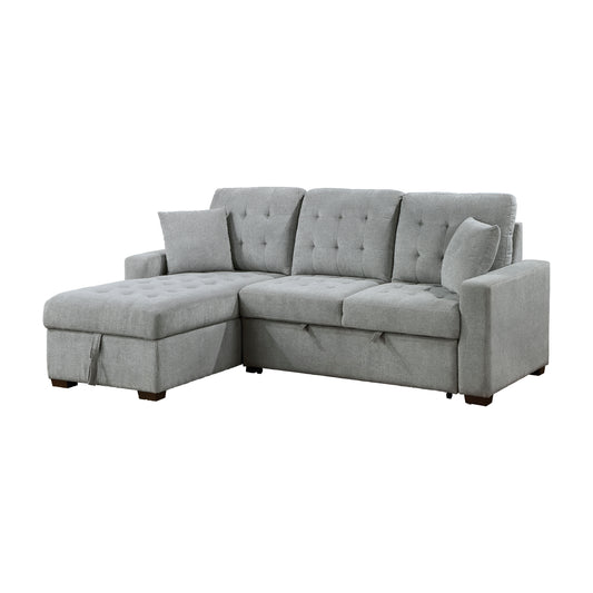 Homelegance Waitsfield Gray Textured 2-Piece Sectional Sofa with Pull-Out Bed 9816GY-2LCRL