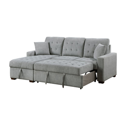 Homelegance Waitsfield Gray Textured 2-Piece Sectional Sofa with Pull-Out Bed 9816GY-2LCRL