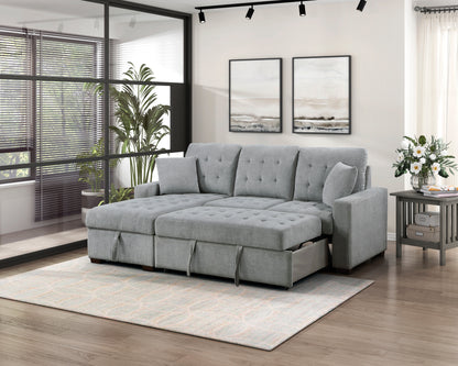 Homelegance Waitsfield Gray Textured 2-Piece Sectional Sofa with Pull-Out Bed 9816GY-2LCRL
