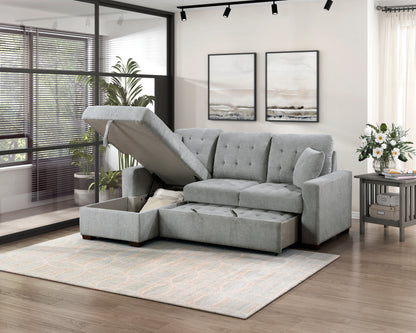 Homelegance Waitsfield Gray Textured 2-Piece Sectional Sofa with Pull-Out Bed 9816GY-2LCRL